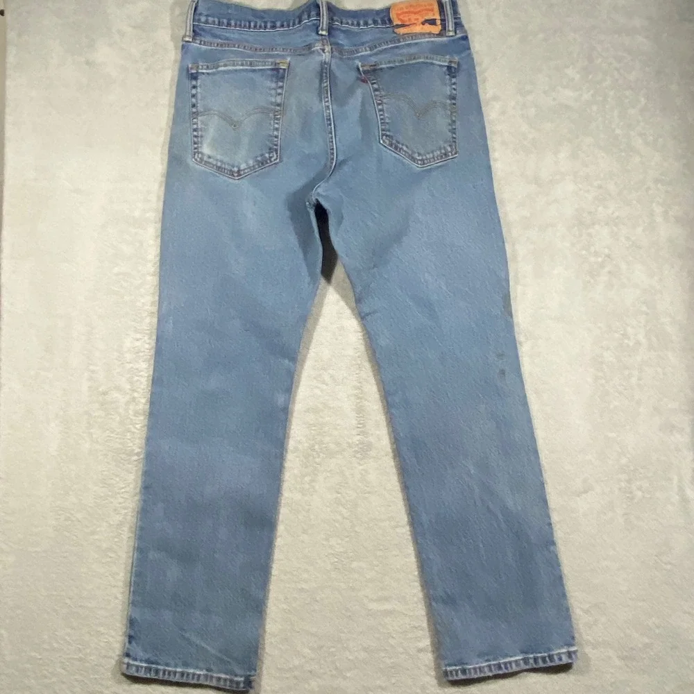 Levi's 514 Straight Fit Jeans Mens 36x30 Blue Medium Wash Denim Pants Distressed